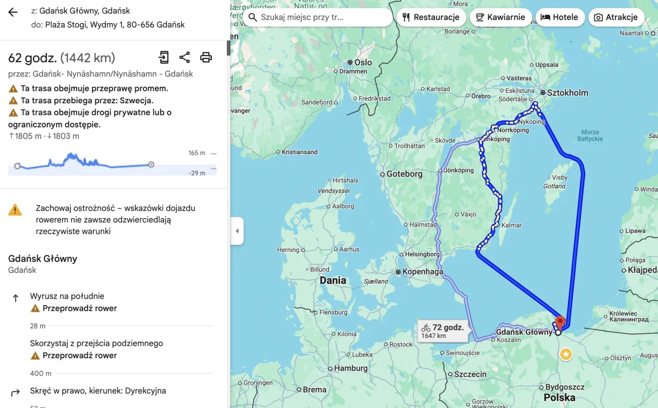 Mapa plaż Gdańsk centrum dojazd