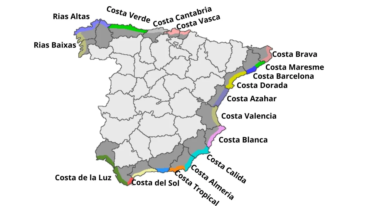 Mapa Hiszpanii morza i oceany