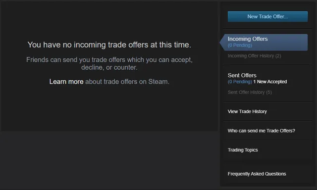Steam mobile app menu inventory trade offers who can send me trade offers