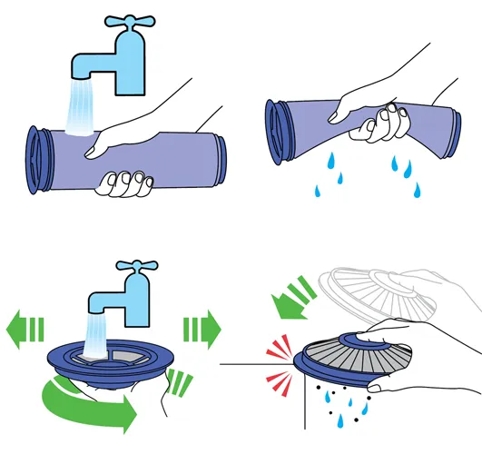 Dyson filter cleaning steps