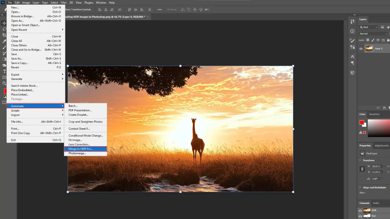 Photoshop HDR pro interfejs