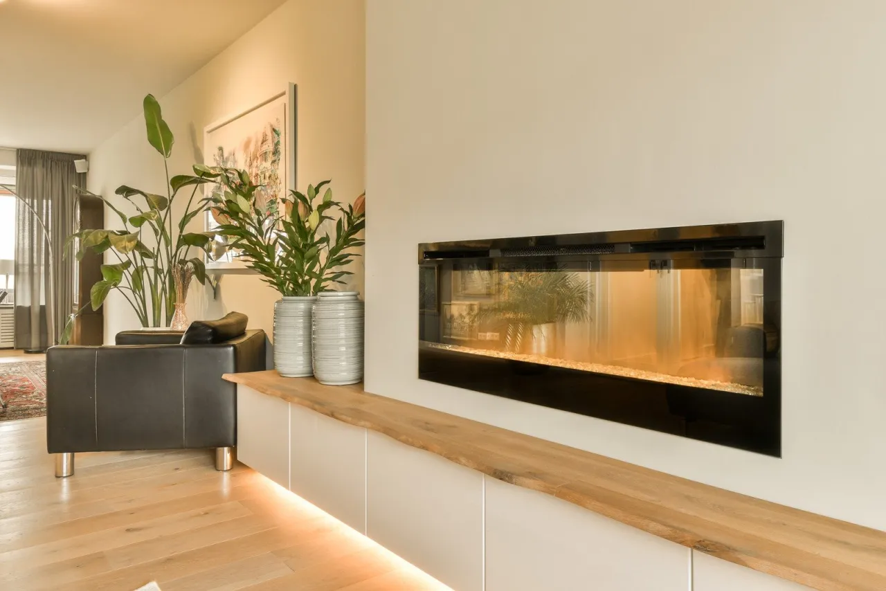 nowoczesny kominek w salonie aranżacje