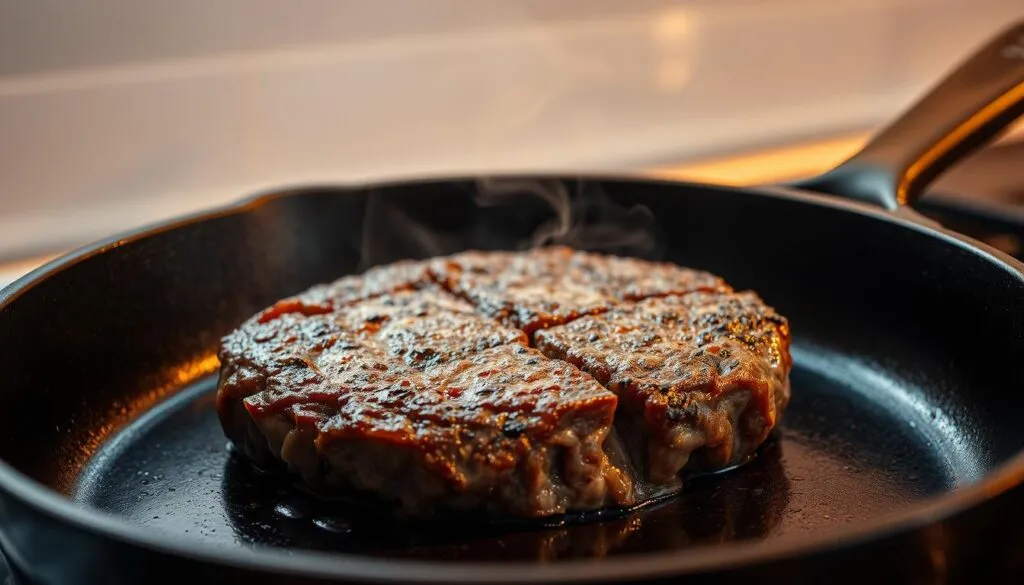 burger wołowy smażenie patelnia