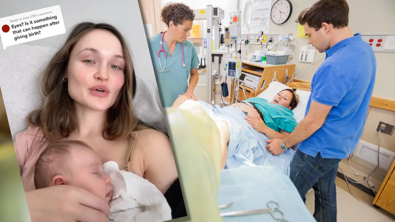 kobieta po porodzie z dzieckiem, uśmiechnięta, zrelaksowana