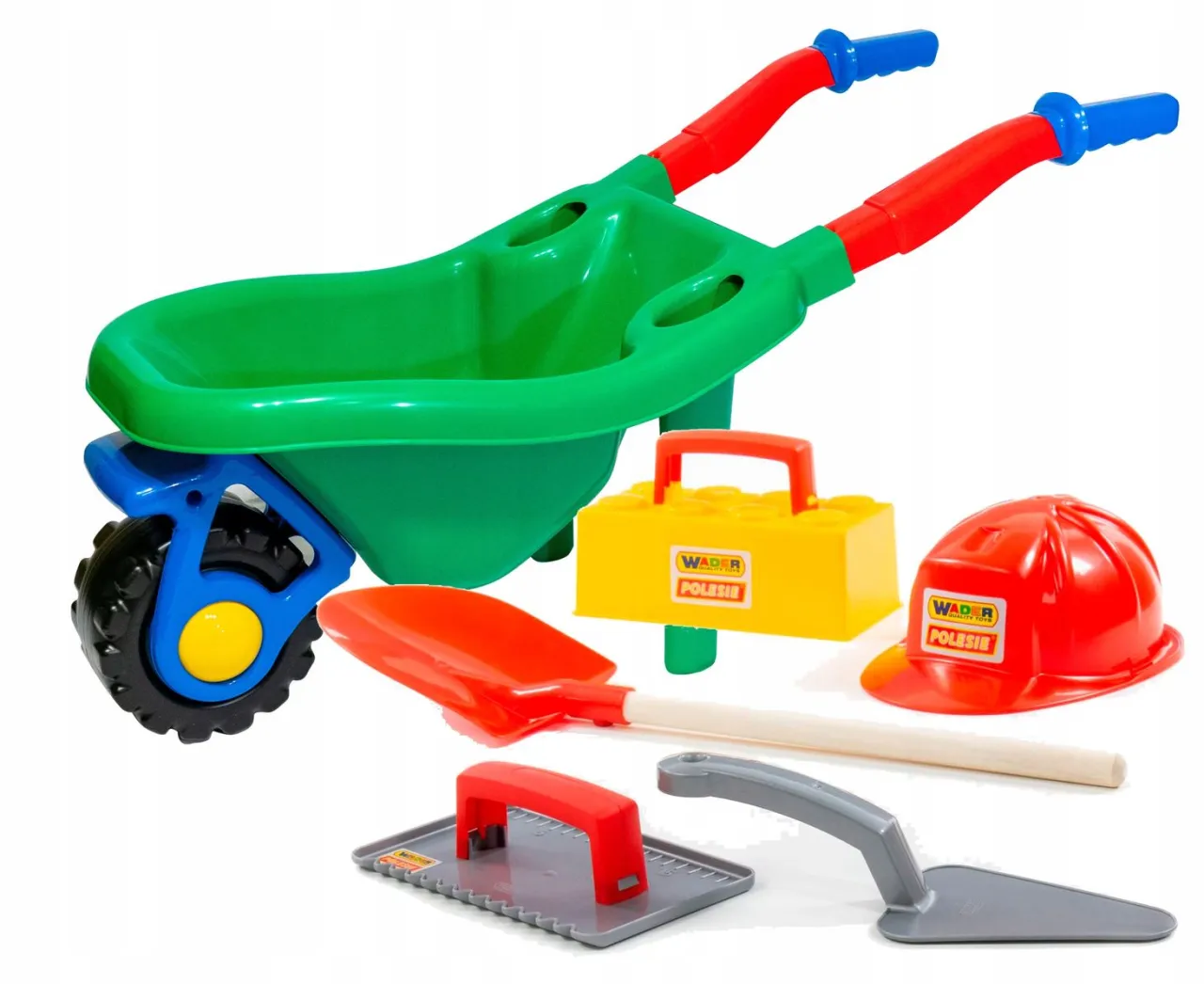 taczka z piaskiem i miarka