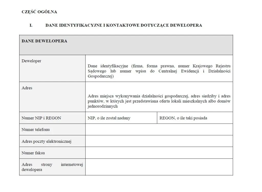 prospekt informacyjny dewelopera wzór