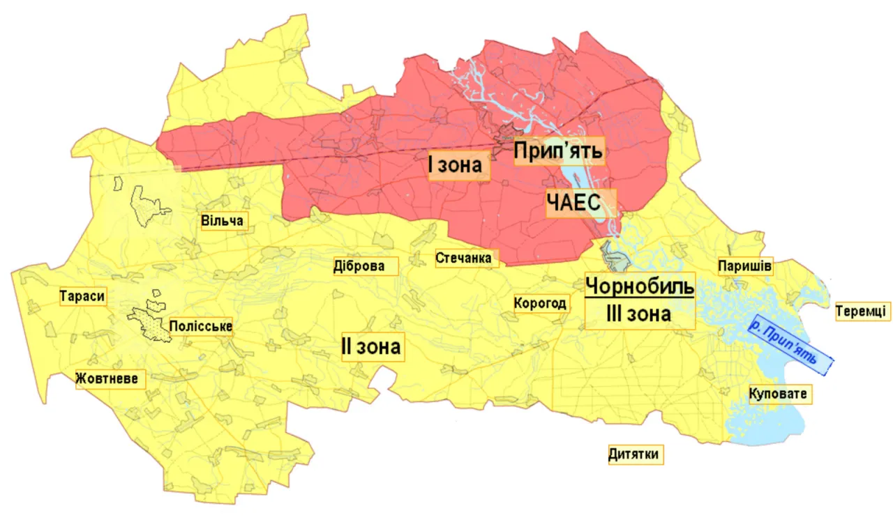 Mapa Strefy Wykluczenia Czarnobyla