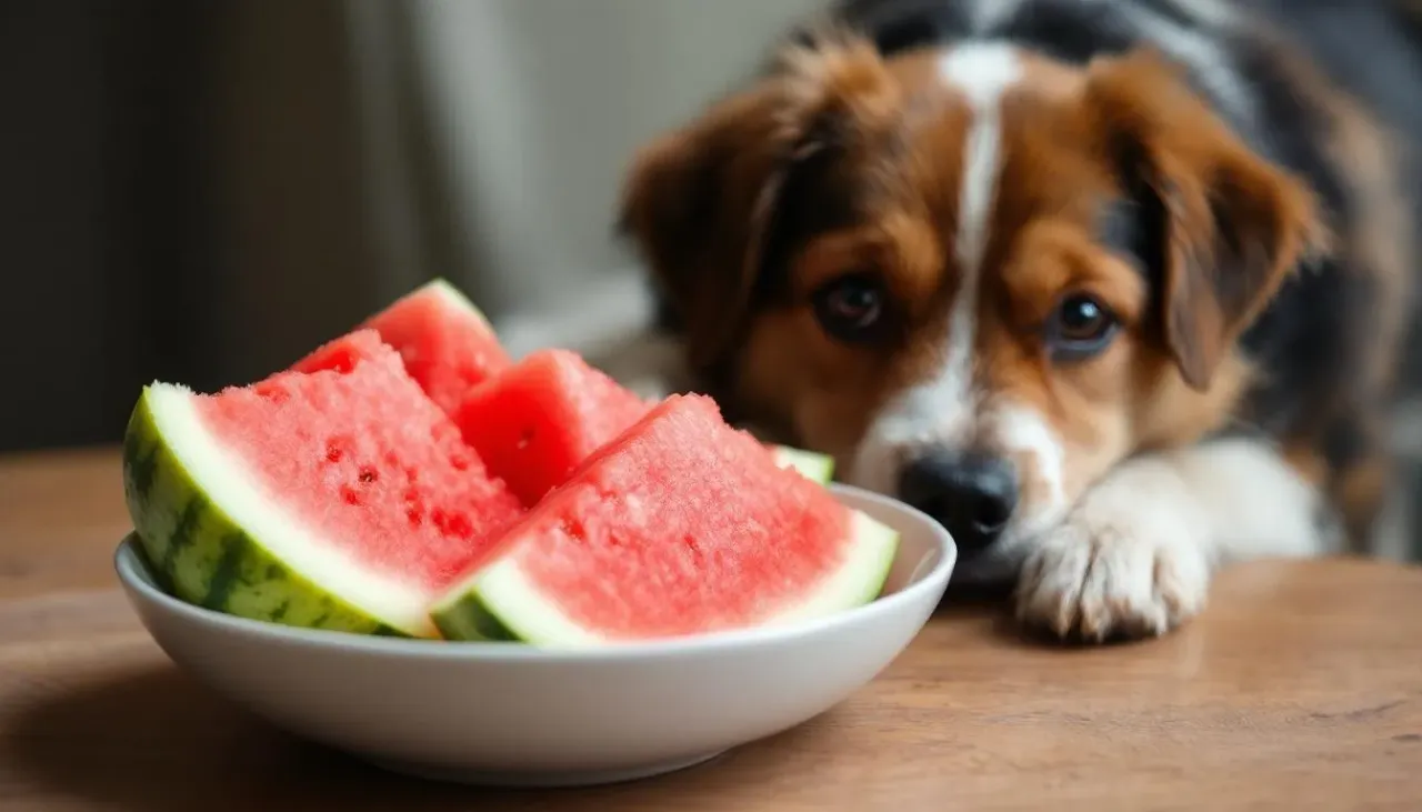 arbuz pokrojony w kostkę przygotowany dla psa