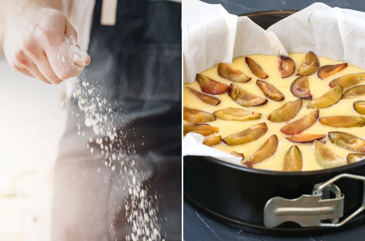 Śliwki do ciasta obtoczone w mące