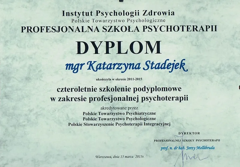 certyfikat psychoterapeutyczny szkolenie podyplomowe
