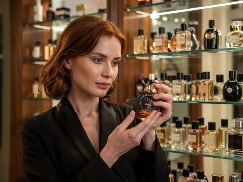 testowanie perfum, kobieta testująca zapach