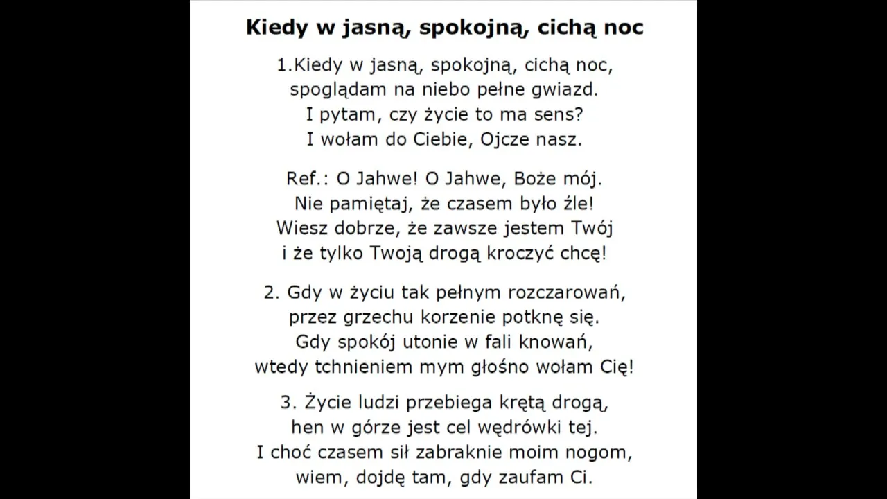 Nuty Kiedy w jasną spokojną cichą noc pianino uproszczone