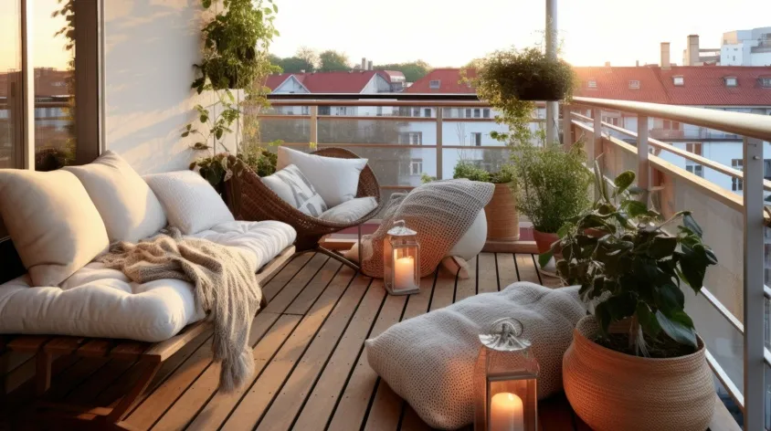 taras w bloku styl nowoczesny skandynawski boho rustykalny śródziemnomorski