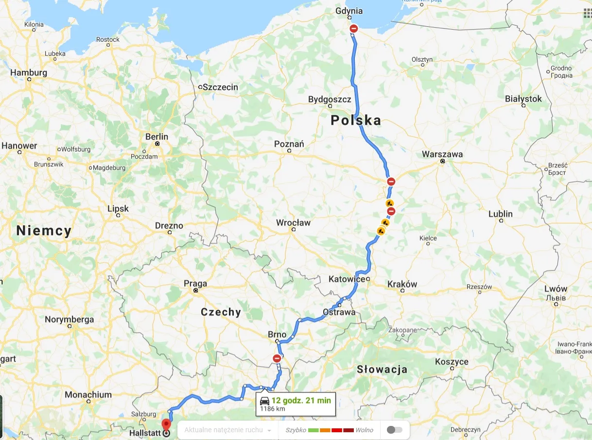 mapa trasy polska włochy samochodem