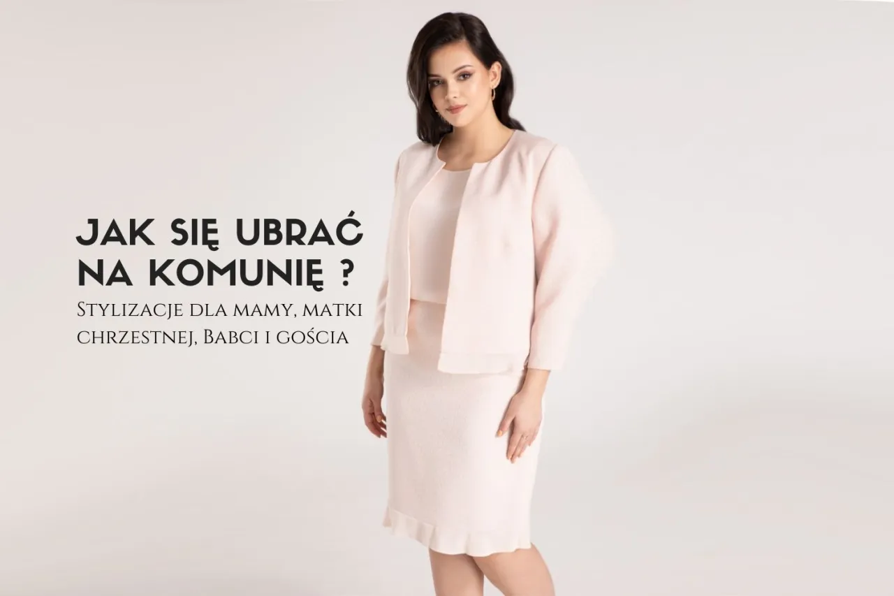 elegancka mama komunia stylizacja sukienka midi