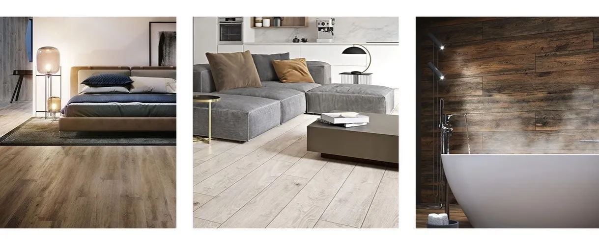 płytki drewnopodobne w r&oacute;żnych wnętrzach