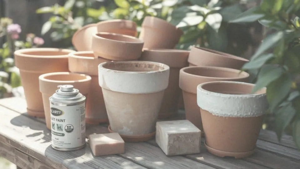 malowanie doniczek z betonu farbami akrylowymi
