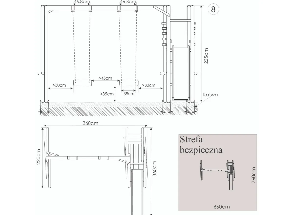 budowa huśtawki ogrodowej schemat
