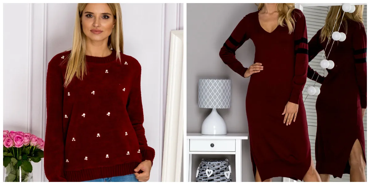 bordowe ubrania moda damska