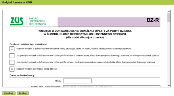 ZUS dofinansowanie żłobek przelew harmonogram