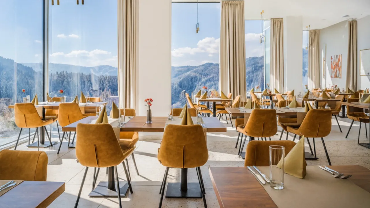 Restauracja Wisła widok na g&oacute;ry Skrzyczne