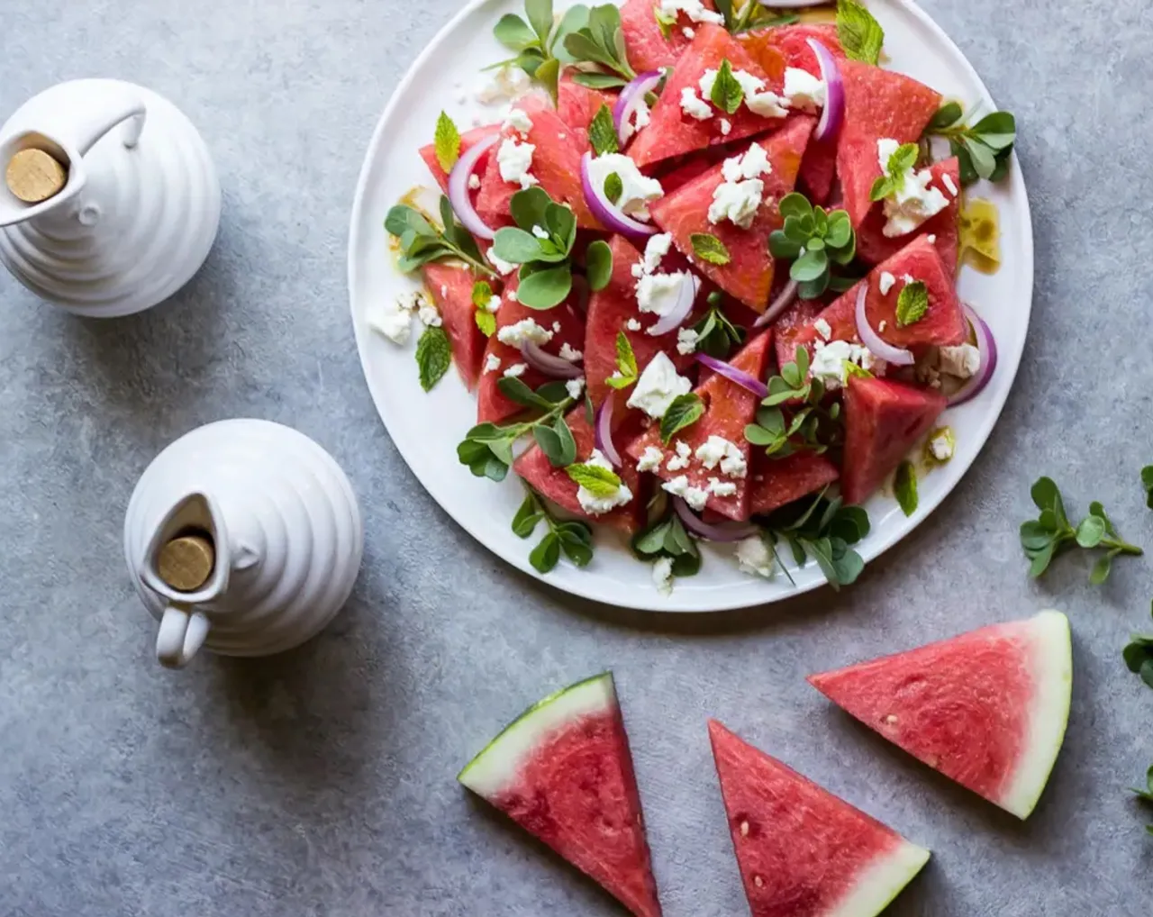 Wassermelonen Feta Salat Zubereitung Schritt für Schritt