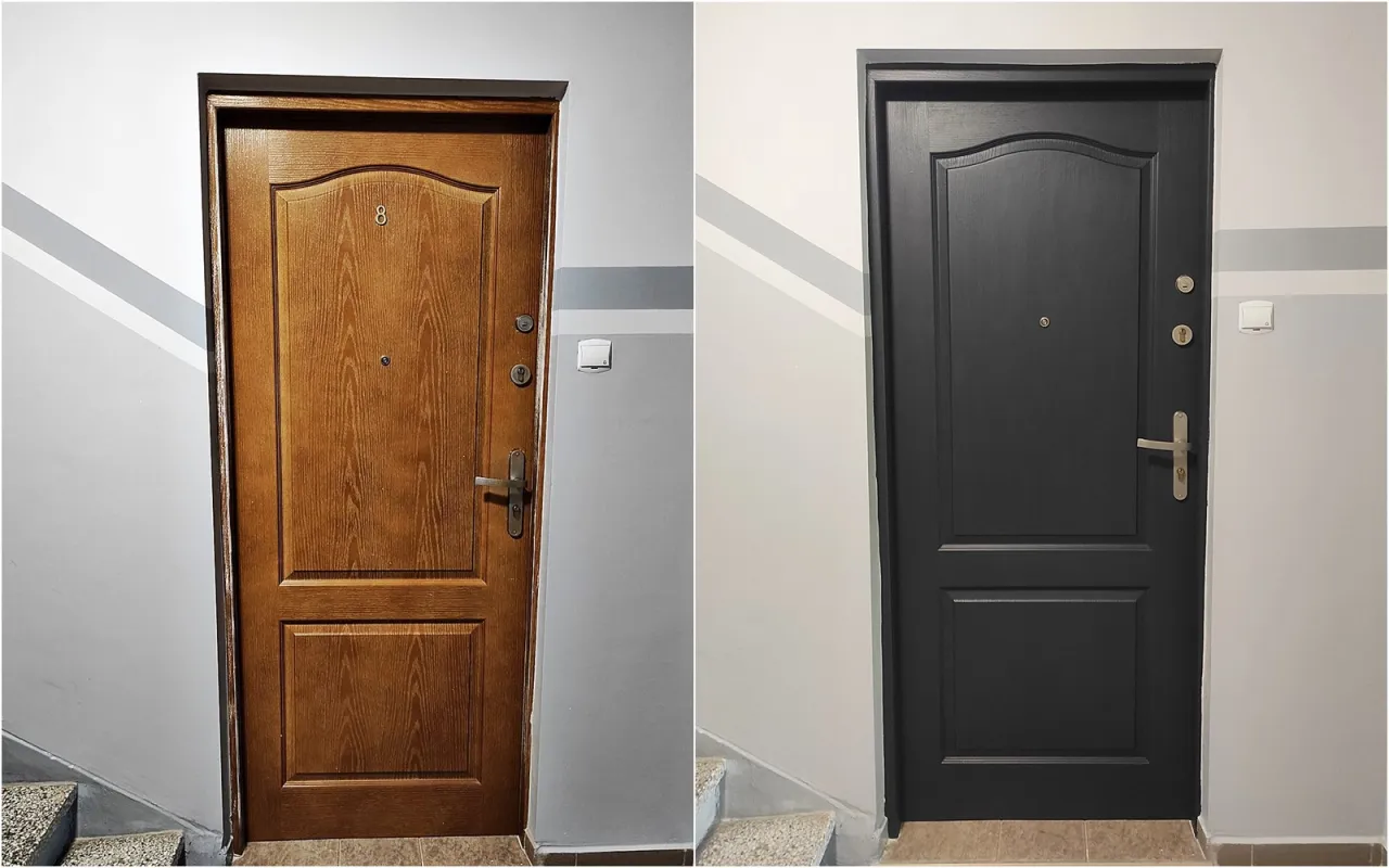 odnowione drzwi prl przed i po metamorfoza