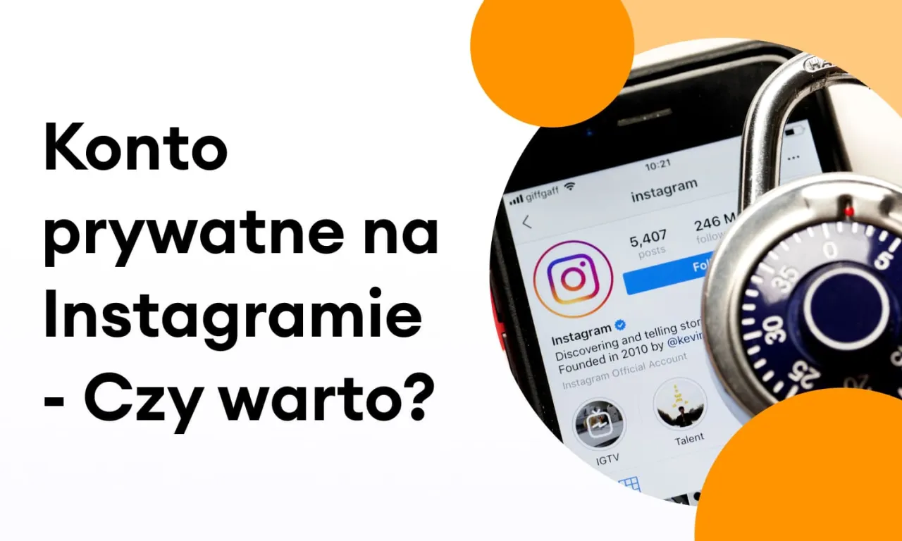 Jak zrobic prywatne konto Instagram? Widok telefonu z profilem Instagram i kł&oacute;dką symbolizującą prywatność.