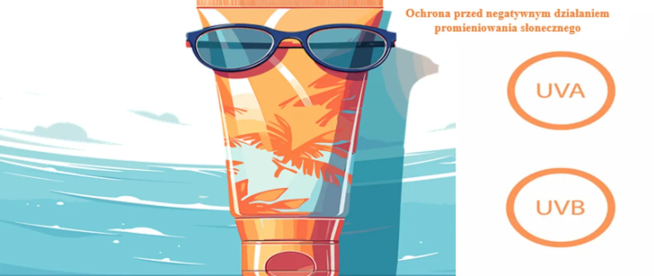 Krem z filtrem przeciwsłonecznym w okularach przeciwsłonecznych chroni przed negatywnym działaniem promieniowania słonecznego UVA i UVB.