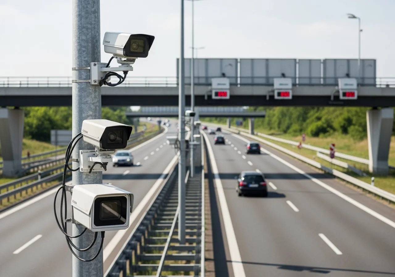 Kamery na słupie monitorują ruch na autostradzie. Uważaj, by nie dostać mandatu za brak winiety Słowacja.