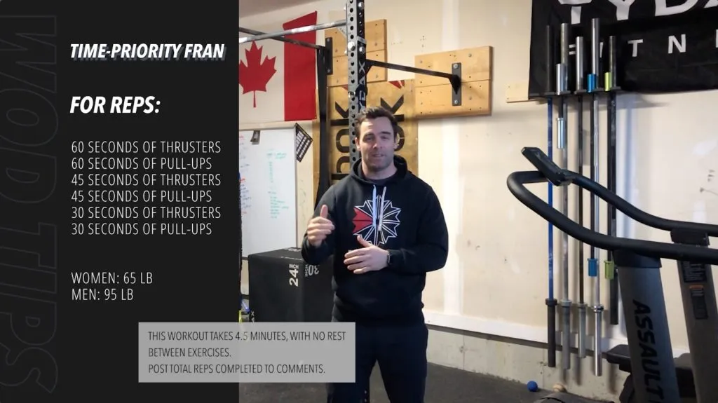 CrossFit Fran thruster pull-up sequence