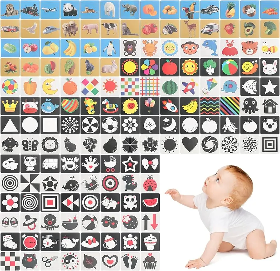 zabawy sensoryczne niemowlę kontrastowe karty