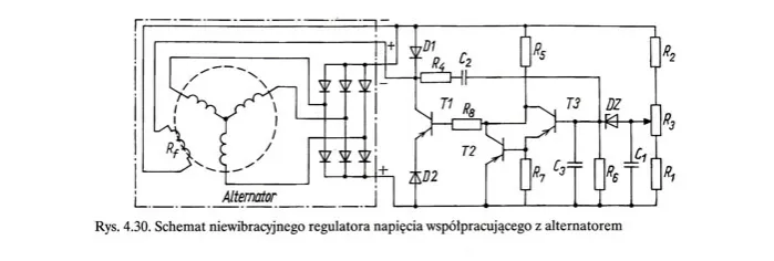 Alternator samochodowy i regulator napięcia schemat