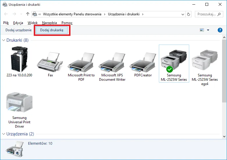 Panel administracyjny drukarki sieciowej logi