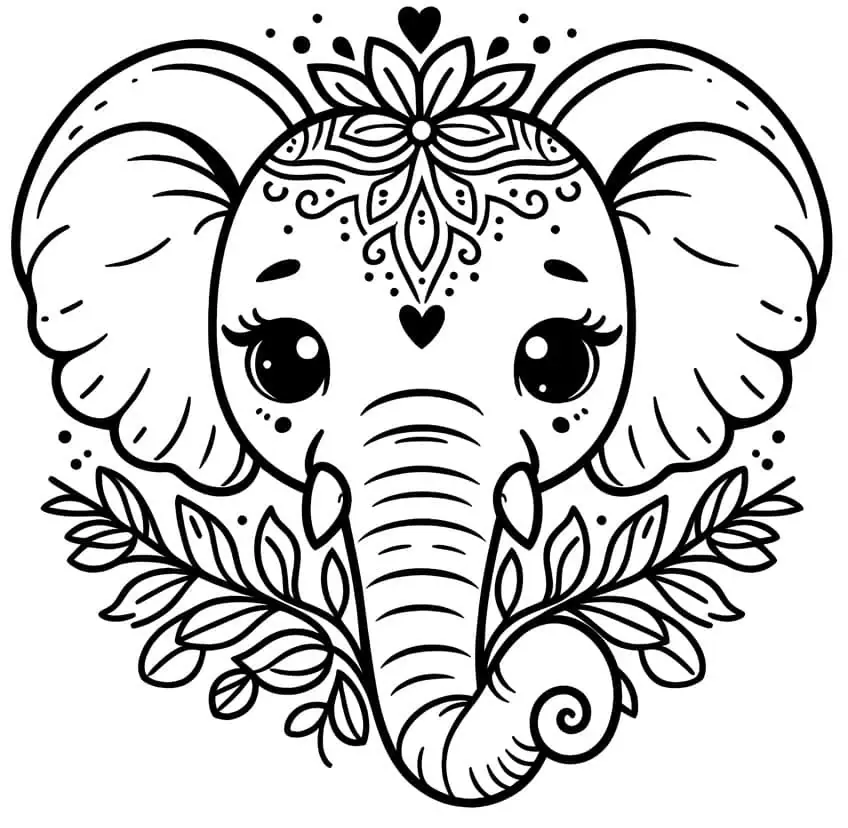 Elefant Zeichnung ausmalen verschiedene Farben