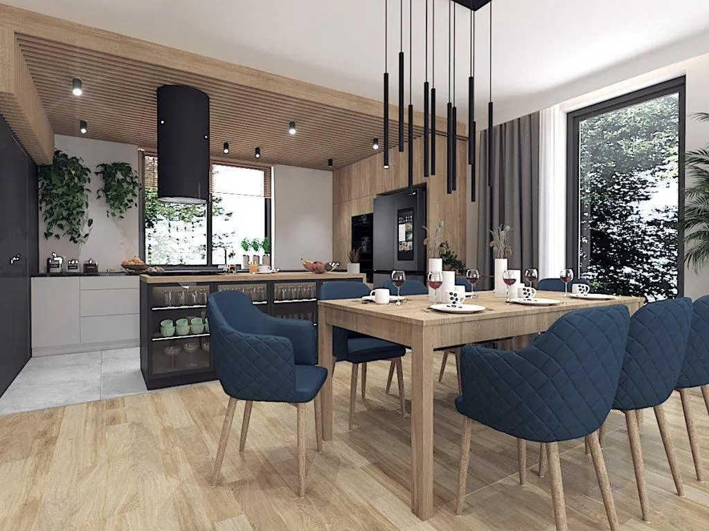 przykładowe aranżacje kuchni, salonu, sypialni