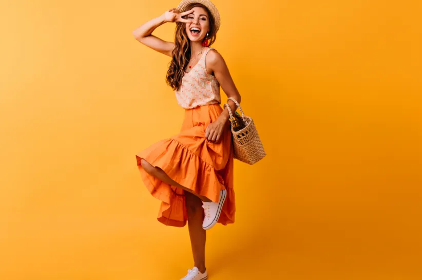 stylizacje spódnica z falbanami boho lato