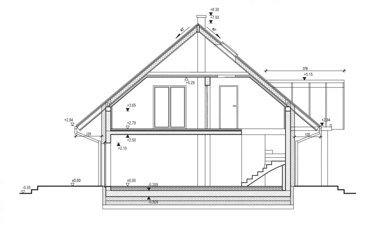 schemat przekroju domu pasywnego