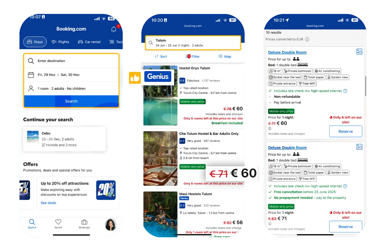interfejs Booking.com i Hostelworld