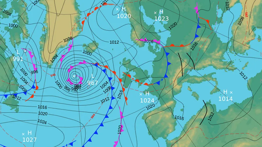 niż baryczny mapa pogody