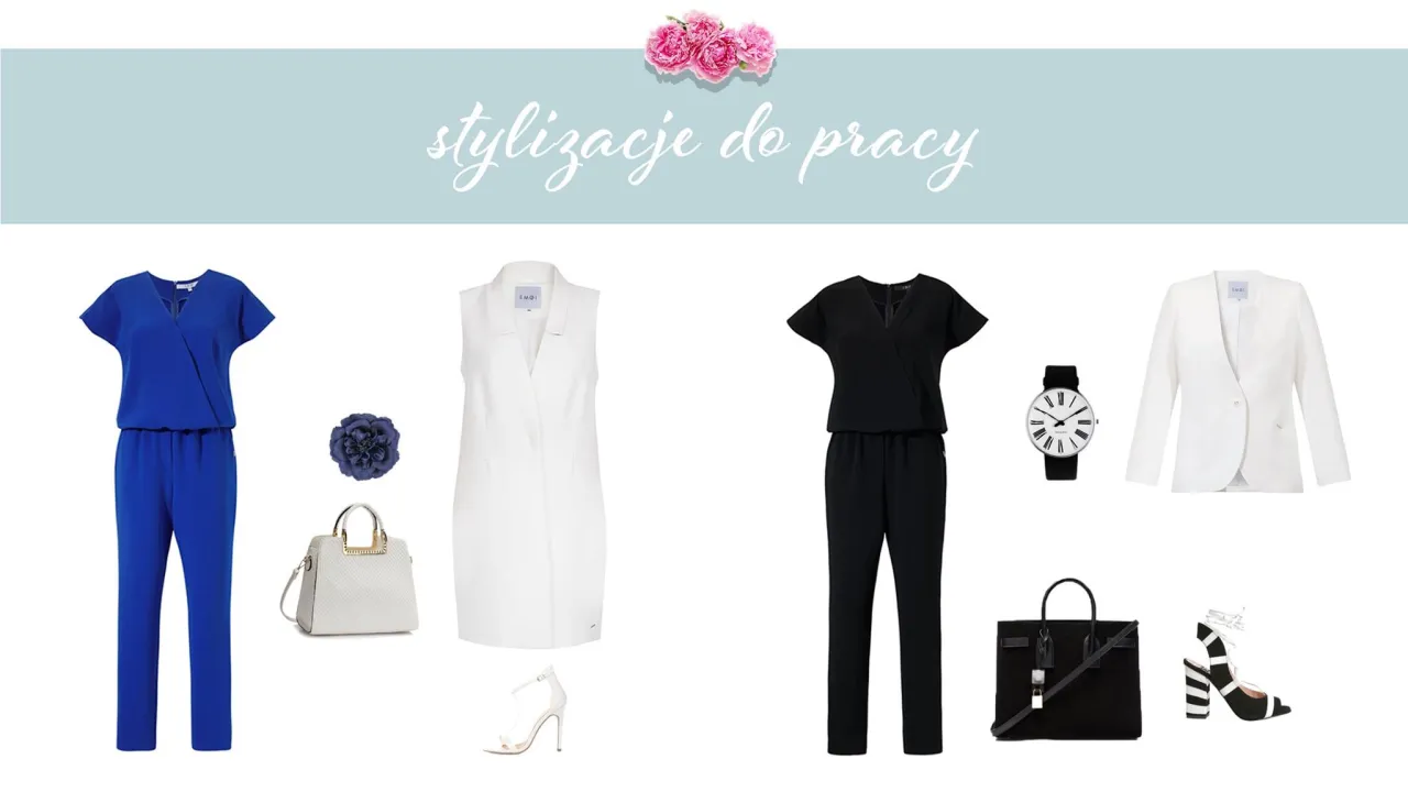 czarny kombinezon z kolorowym żakietem stylizacje