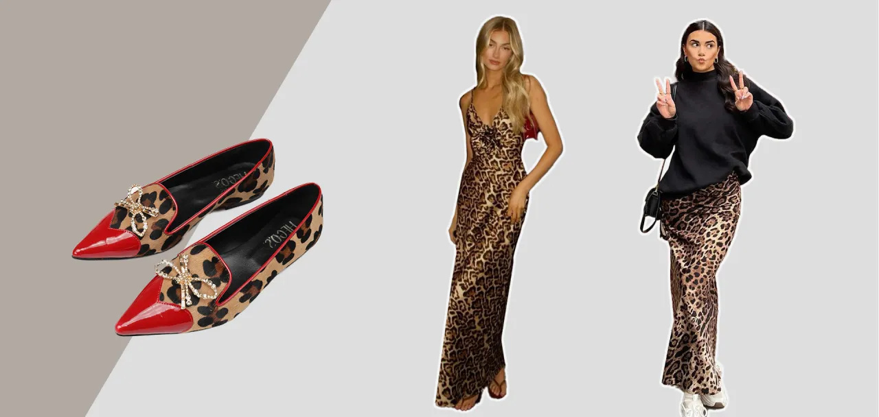 stylizacja z panterką i czerwonymi butami