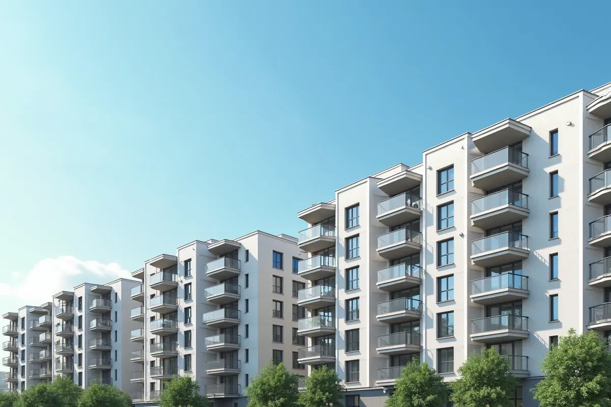 Nowoczesne bloki mieszkalne z balkonami. Zastanawiasz się, co wchodzi w skład czynszu za mieszkanie własnościowe?