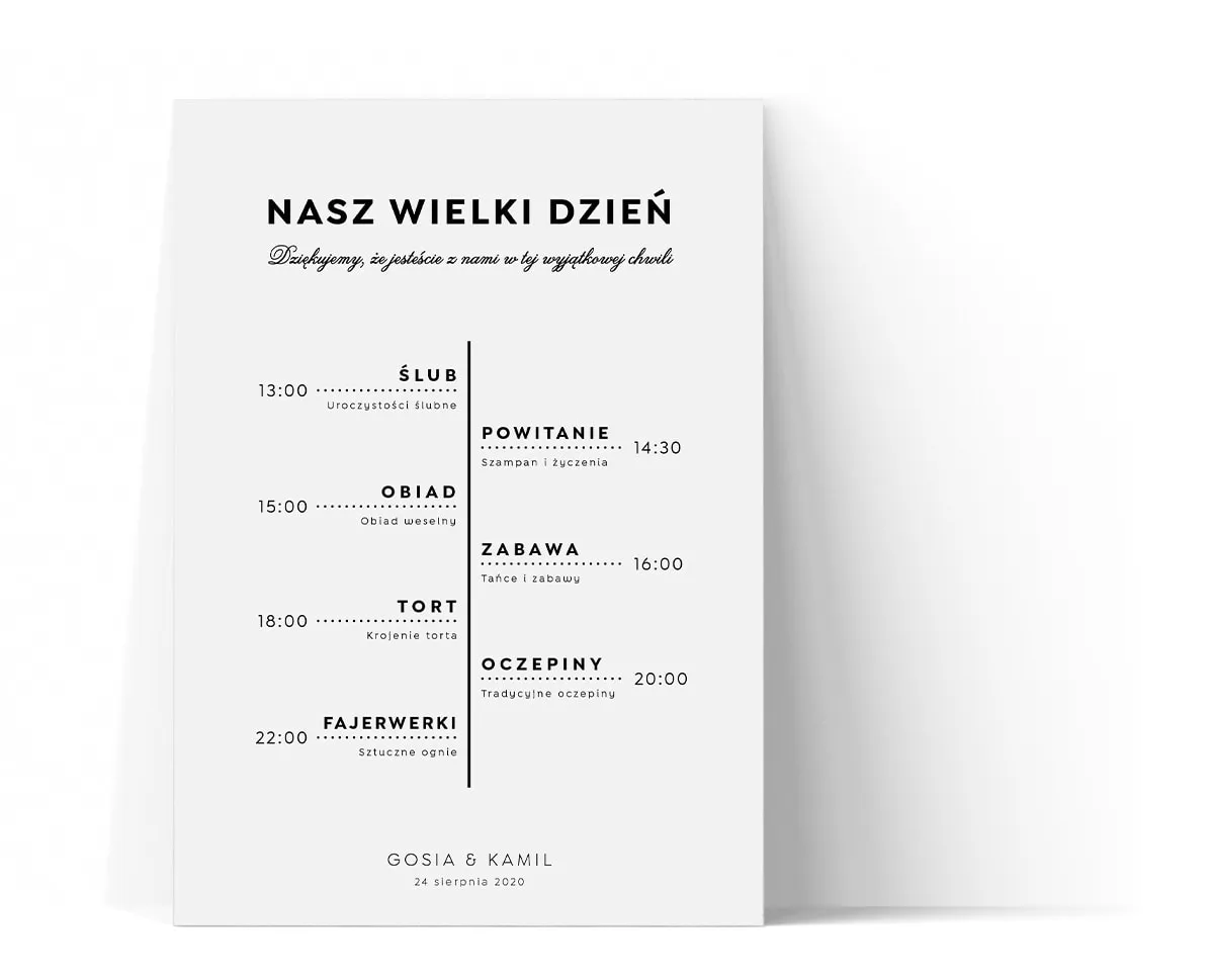 Harmonogram zapraszania na wesele grafika