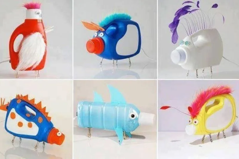 prace plastyczne z butelek plastikowych dla dzieci