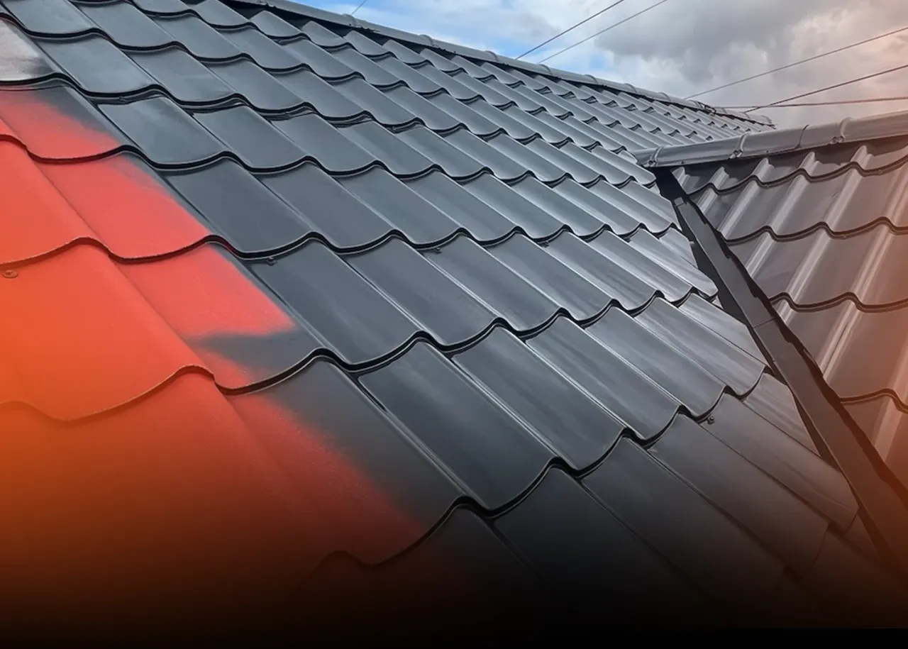 Malowanie dachu blachodach&oacute;wki agregatem