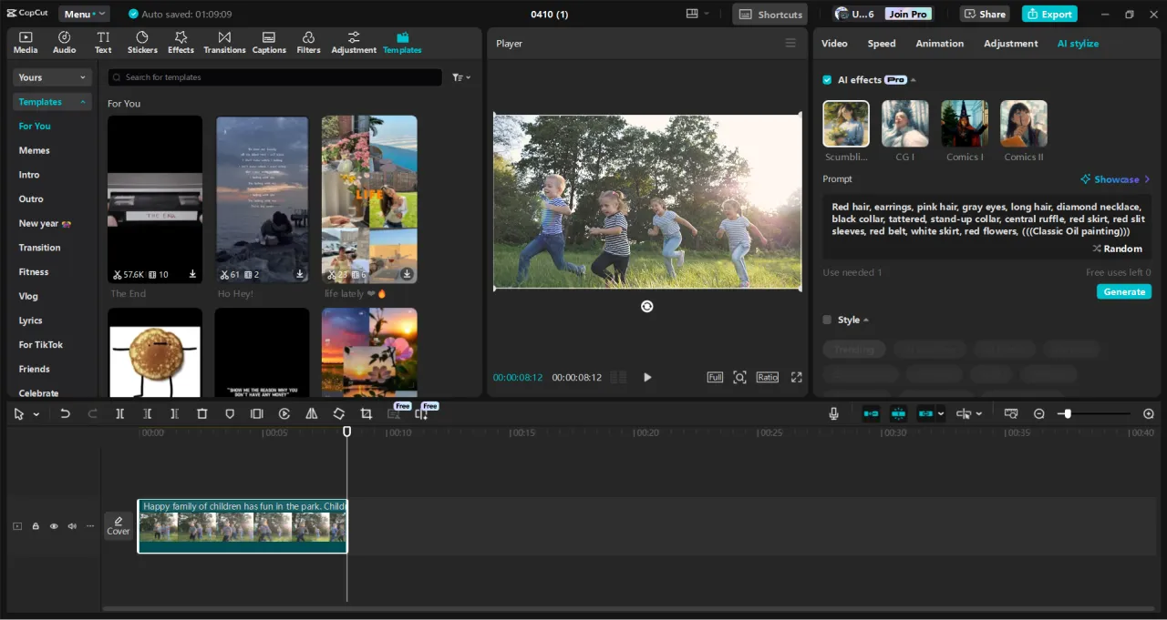 interfejs programu do edycji wideo oś czasu