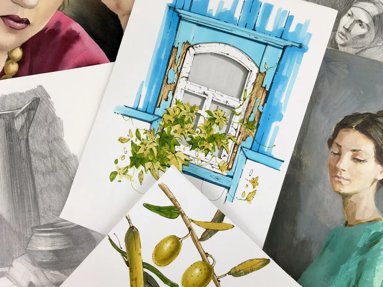 Rodzic z dzieckiem wybierający kurs rysunku online i stacjonarny