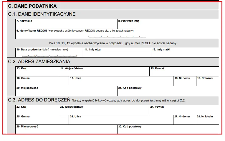 formularz IN-1 wzór