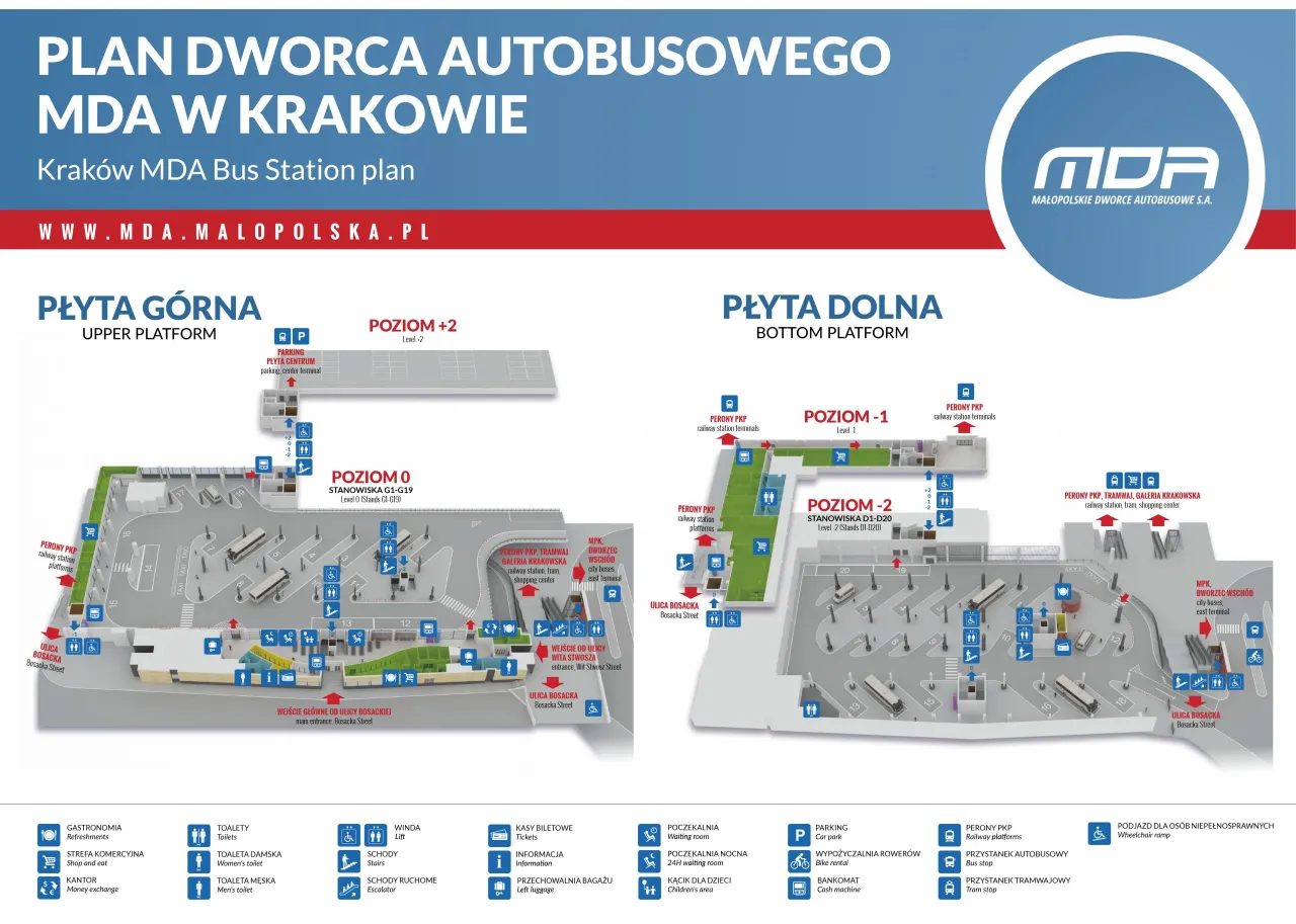Mapa dojazdowa Małopolski Dworzec Autobusowy Kraków